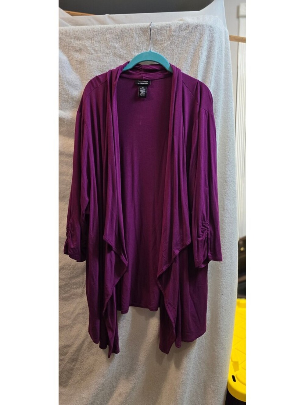 AnyWear by Catherines Purple Open Front Cardigan